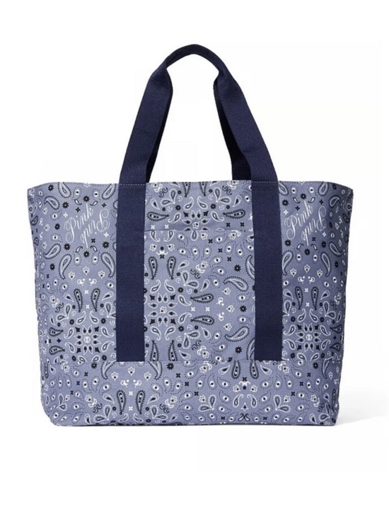 Victoria's Secret Handbags - Nwt Victoria's Secret Blue Paisley Canvas Tote with Navy Handles